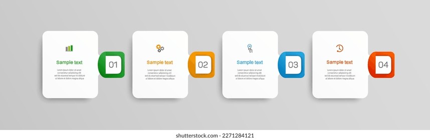 Infographic template with 4 options, workflow, process chart. Can be used for workflow layout, diagram, annual report, web design, steps or processes  