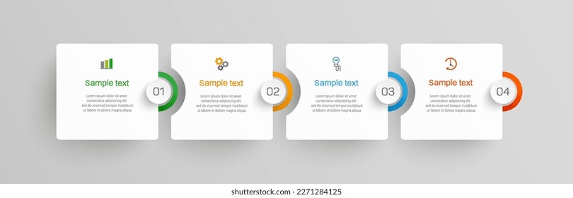 Infographic template with 4 options, workflow, process chart. Can be used for workflow layout, diagram, annual report, web design, steps or processes  