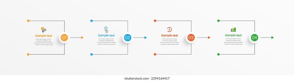 Infographic template with 4 options, workflow, process chart. Can be used for workflow layout, diagram, annual report, web design, steps or processes 