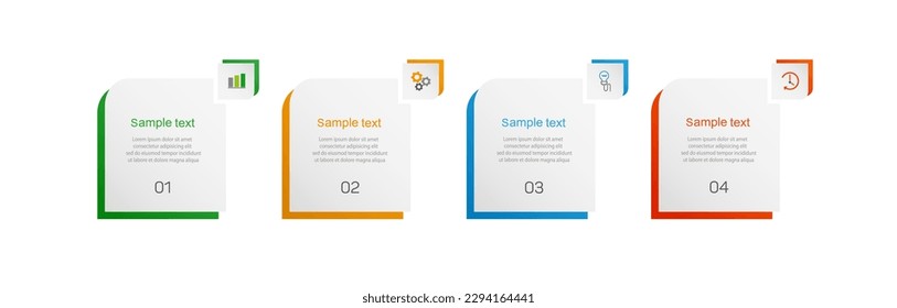 Plantilla de infografía con 4 opciones, flujo de trabajo, diagrama de procesos. Se puede utilizar para diseño de flujo de trabajo, diagrama, informe anual, diseño web, pasos o procesos 