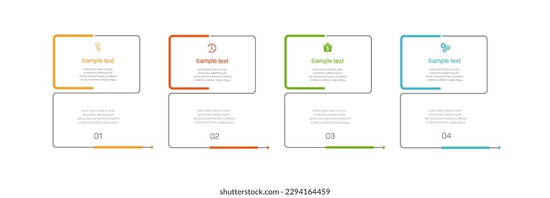 Plantilla de infografía con 4 opciones, flujo de trabajo, diagrama de procesos. Se puede utilizar para diseño de flujo de trabajo, diagrama, informe anual, diseño web, pasos o procesos 