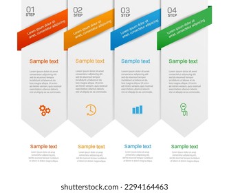 Plantilla de infografía con 4 opciones, flujo de trabajo, diagrama de procesos. Se puede utilizar para diseño de flujo de trabajo, diagrama, informe anual, diseño web, pasos o procesos 