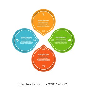Infographic template with 4 options, workflow, process chart. Can be used for workflow layout, diagram, annual report, web design, steps or processes 