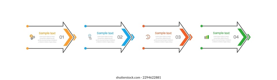 Infographic template with 4 options, workflow, process chart. Can be used for workflow layout, diagram, annual report, web design, steps or processes 
