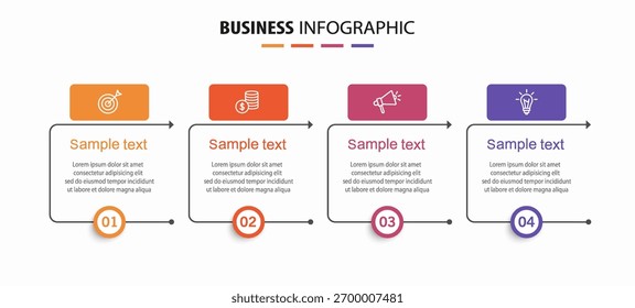  Modelo infográfico com 4 opções, fluxo de trabalho, gráfico de processo. Pode ser usado para layout de fluxo de trabalho, diagrama, relatório anual, design da Web, etapas ou processos