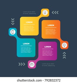 Infographic template with 4 parts, processes or steps. Vector info graphic of technology or education process.