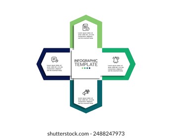 Infographic template with 4 process line and icons to success. Vector illustration.