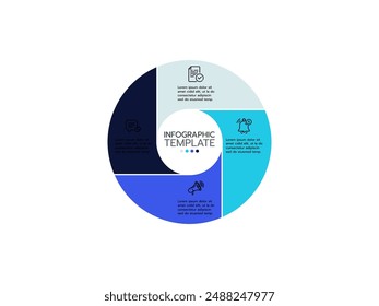 Plantilla infográfica con 4 líneas de proceso e íconos al éxito. Ilustración vectorial.