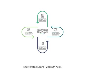 Infographic template with 4 process line and icons to success. Vector illustration.