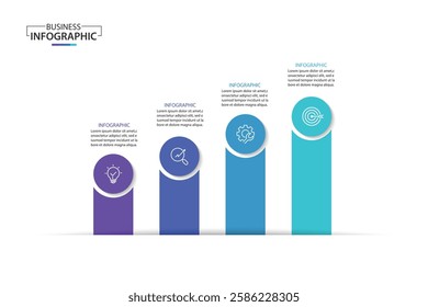 infographic template 4 step for business direction, marketing strategy, diagram, data, growth