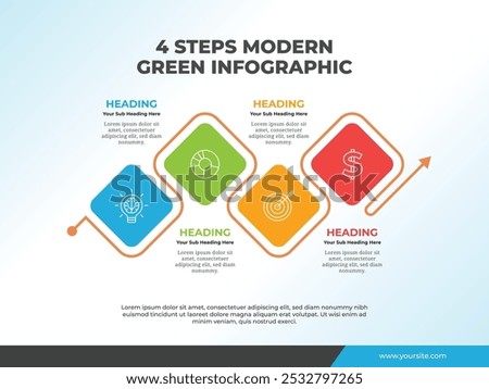 Infographic template for 4 step business presentation concept with simple design, vector infographic template with 4 steps, four parts and four options.
