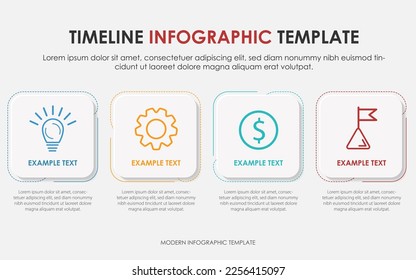 Infografische Vorlage. 4 Step Timeline Reise, Flache einfache Infografik Design Vorlage. Darstellungsdiagramm. Business-Konzept mit den Zahlen 4 Optionen oder Schritte Vektorgrafik.