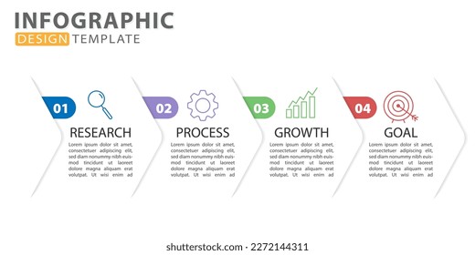  Plantilla de infografía. Trayecto de línea de tiempo de 4 pasos, plantilla de diseño de infografías sencillas planas. gráfico de presentación. Concepto de negocio con las opciones de los números 4 o la ilustración vectorial de los pasos.