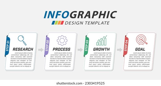 Infographic template. 4 Step timeline journey, Flat simple infographics design template. presentation graph. Business concept with numbers 4 options or steps vector illustration.
