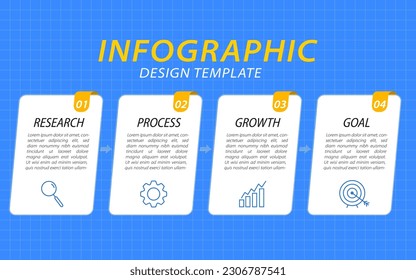 Infographic template. 4 Step timeline journey, Flat simple infographics design template. presentation graph. Business concept with numbers 4 options or steps vector illustration.