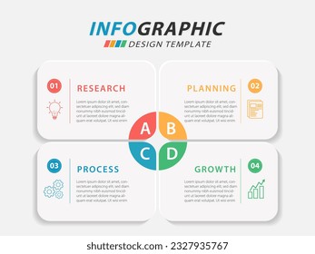 Plantilla de infografía. Trayecto de línea de tiempo de 4 pasos, plantilla de diseño de infografías sencillas planas. gráfico de presentación. Concepto de negocio con las opciones de los números 4 o la ilustración vectorial de los pasos.