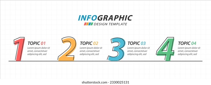 Infographic template. 4 Step timeline journey, Flat simple infographics design template. presentation graph. Business concept with numbers 4 options or steps vector illustration.