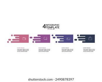 Infographic template. 4 Step timeline journey with marketing icons. Flat simple infographics design template. presentation graph. Business concept with 4 options.