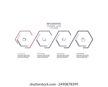 Infographic template. 4 Step timeline journey with marketing icons. Flat simple infographics design template. presentation graph. Business concept with 4 options.