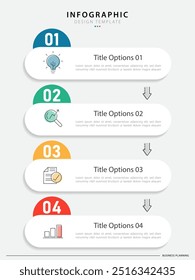 Infographic template 4 Step timeline journey isolated background, Data visualization flat simple design. presentation graph. Business timeline creator 4 options, vector illustration.