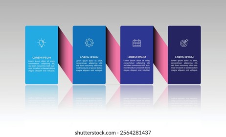Infographic template. 4 Step timeline journey, Flat simple infographics design template. Presentation graph. Business concept with icon 4 options or steps.