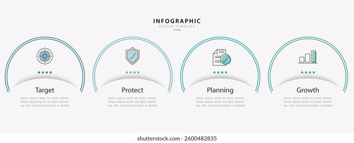 Infographic template. 4 Step timeline journey, Flat simple infographics design template. presentation graph. Business concept with numbers 4 options or steps vector illustration.