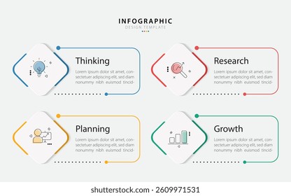 Infographic template. 4 Step timeline journey, Flat simple infographics design template. presentation graph. Business concept with numbers 4 options or steps vector illustration.