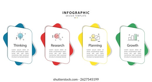 Infographic template. 4 Step timeline journey, Flat simple infographics design template. presentation graph. Business concept with numbers 4 options or steps vector illustration.