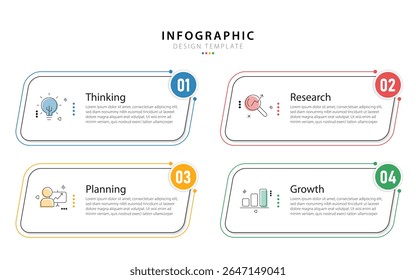 Infographic template 4 Step timeline journey isolated background, Data visualization flat simple design. presentation graph. Business timeline creator 4 options, vector illustration.