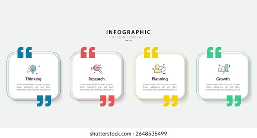 Infographic template 4 Step timeline journey isolated background, Data visualization flat simple design. presentation graph. Business timeline creator 4 options, vector illustration.
