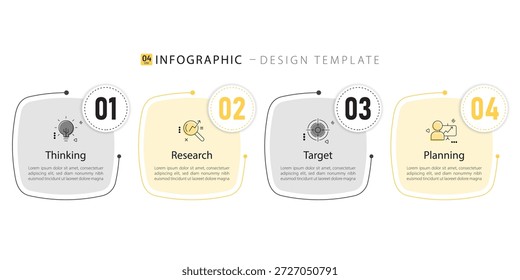 Infographic template. 4 Step timeline journey, Flat simple infographics design template. presentation graph. Business concept with numbers 4 options or steps vector illustration.