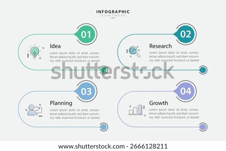 Infographic template. 4 Step timeline journey, Flat simple infographics design template. presentation graph. Business concept with numbers 4 options or steps vector illustration.