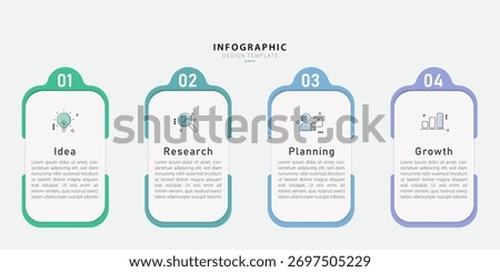Infographic template. 4 Step timeline journey, Flat simple infographics design template. presentation graph. Business concept with numbers 4 options or steps vector illustration.
