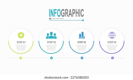 Plantilla informativa 4 pasos gráfico circular datos empresariales ilustración simple