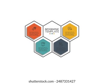 Infographic template with 4 steps and icons, process can be used for workflow, business information, presentation and web graphic design.