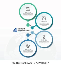Plantilla de infografía con 4 pasos e íconos.