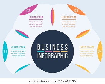 Infographic template 4 steps, objects, elements or options infographic business design
