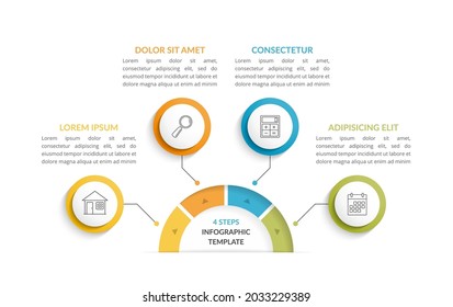 Infographic template with 4 steps or options with place for your icons and text, workflow, process chart, vector eps10 illustration