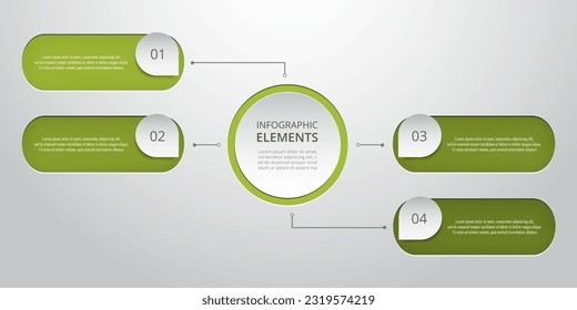 Infographic template with 4 steps, options, parts or processes.