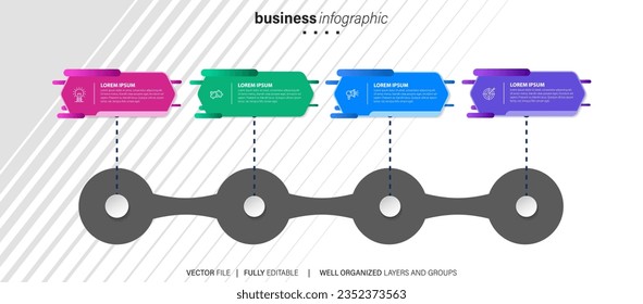 infographic template with 4 steps or options. Vector
