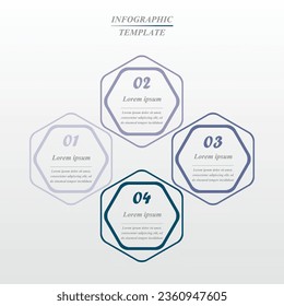 Infographic template with 4 steps, options, parts or processes.