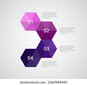 Infographic template with 4 steps, options, parts or processes.