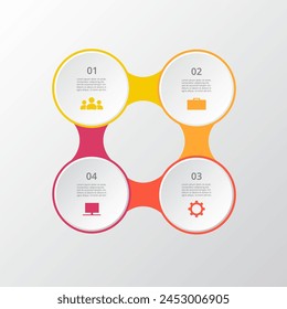 Infographic template with 4 steps, options, parts or processes.