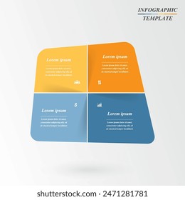 Infographic template with 4 steps, options, parts or processes.