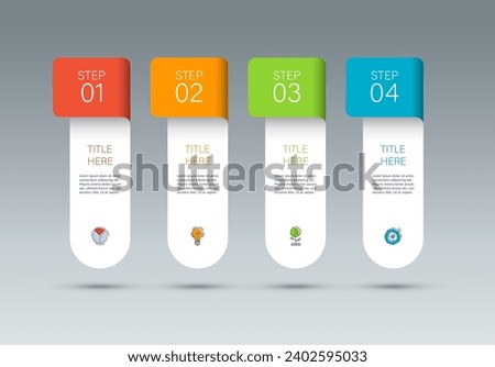 Infographic template with 4 steps, options, vertical design elements. Can be used for graph, chart, report, web design. Vector illustration