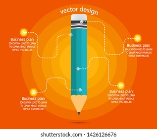 Infographic template with 4 steps Pencil with colored ribbons