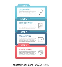Infografische Vorlage mit 4 Schritten für Text und Symbole, Vektoreps10-Illustration