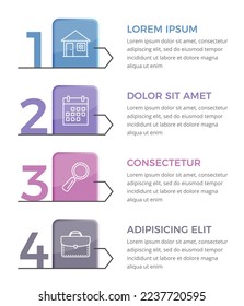 Infographic template with 4 steps with place for your icons and text, vector eps10 illustration