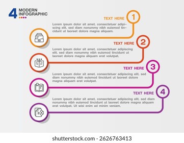 Infographic template with 4 steps, process or options, process chart, Used for process diagram, presentations, workflow layout, flow chart, infograph. Vector eps10 illustration.