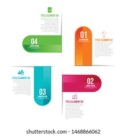 Infographic template with 4 steps workflow design business marketing logo vector illustration